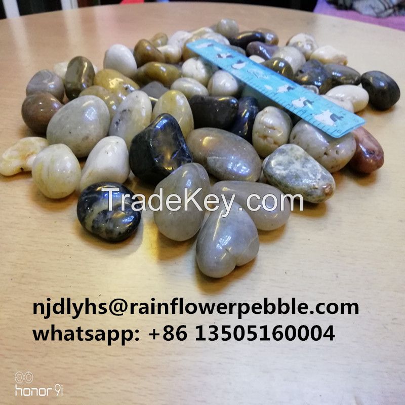 Mixed Color Pebble Stone Colored River Stone For Landscaping