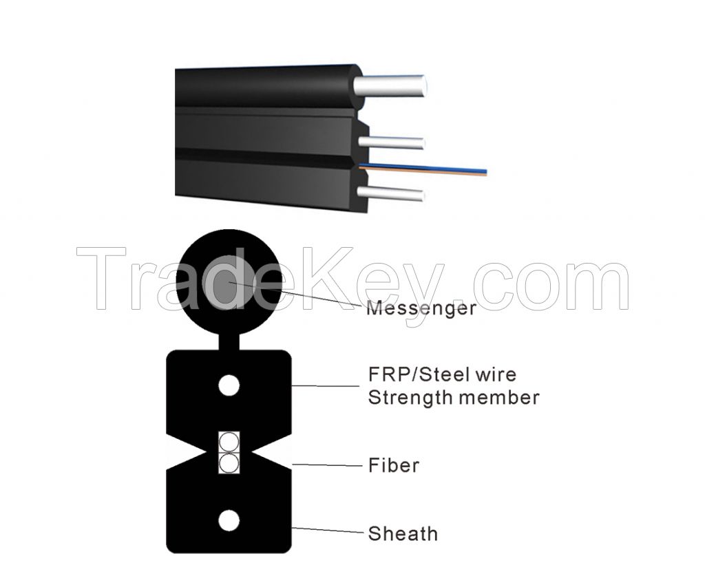 FTTH Self-supporting Drop Cable 1CORE 2CORE 4CORE 6core 12core SM Steel FRP KFRP Strength Member