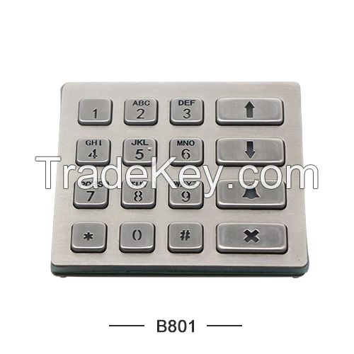 RS485 16 keys industrial weatherproof metal LED backlight keypad