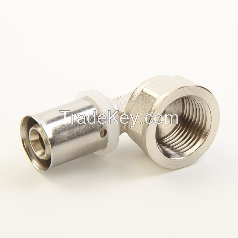 Brass Press Fitting Female Elbow (TH Jaws) for Pex-Al-Pex Multilayer/Composite Pipe for European Market