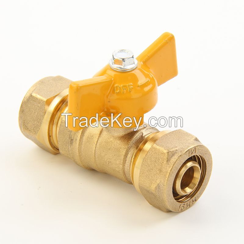 Brass Ball Valve with Yellow Butterfly Handle for Water/Gas