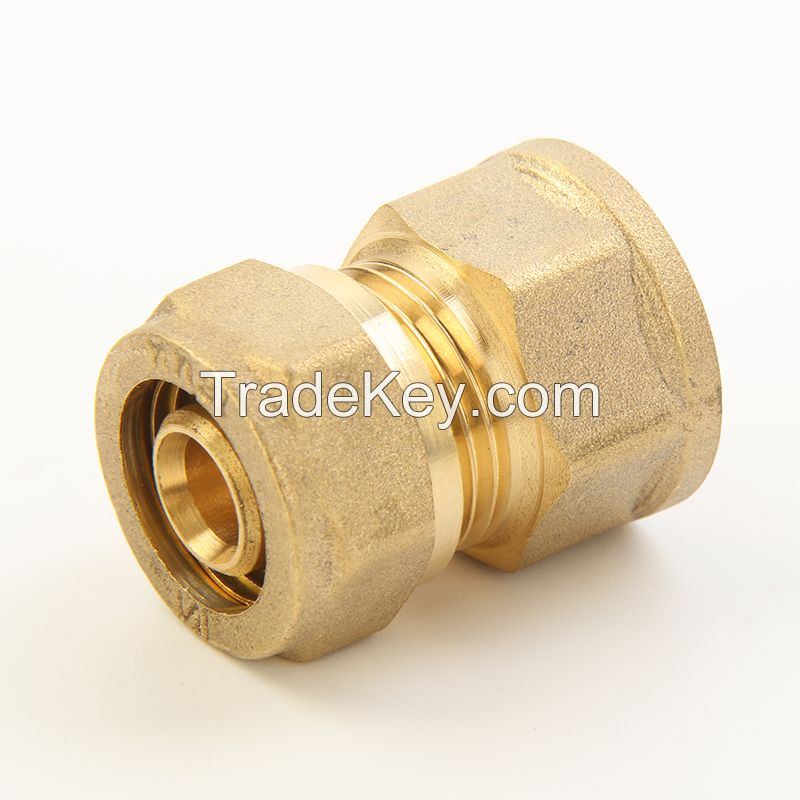Compression Brass Fitting for PE-Al-PE Pipe -Female Straight 16mm*1/2F