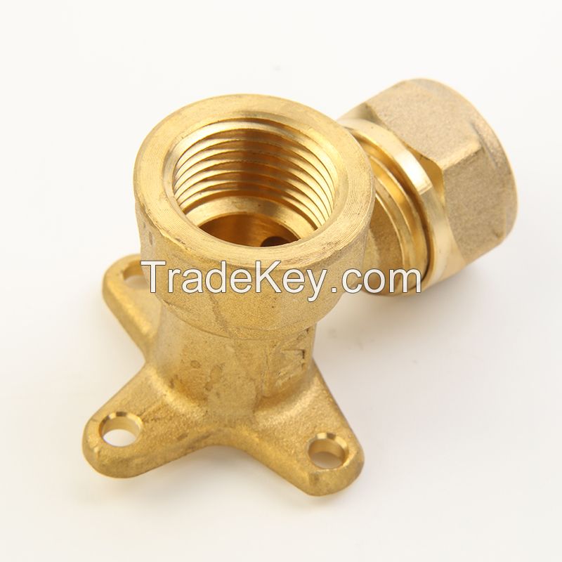 Brass Compression Fitting-90 Degree Elbow with Wall Plated