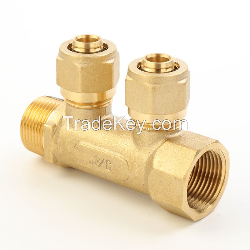 2 Ways Brass Water Manifold for Floor Heating Plumbing System