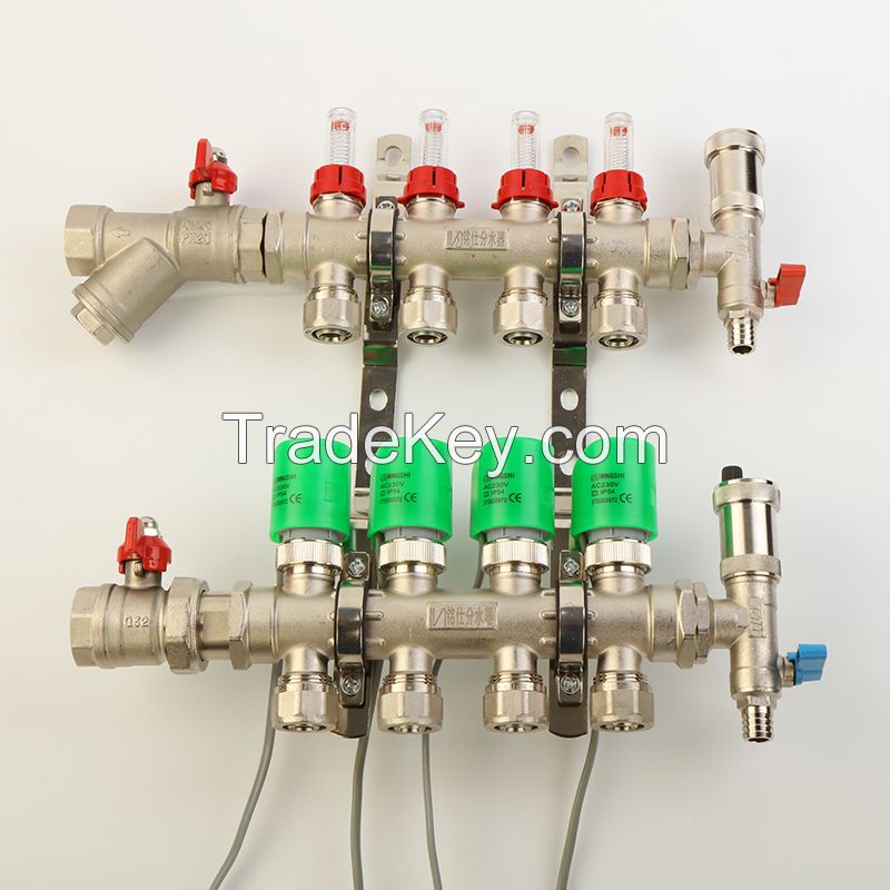 Stainless Steel 304 2-12 Loops Floor Heating Manifold with Flow Meter for Water System
