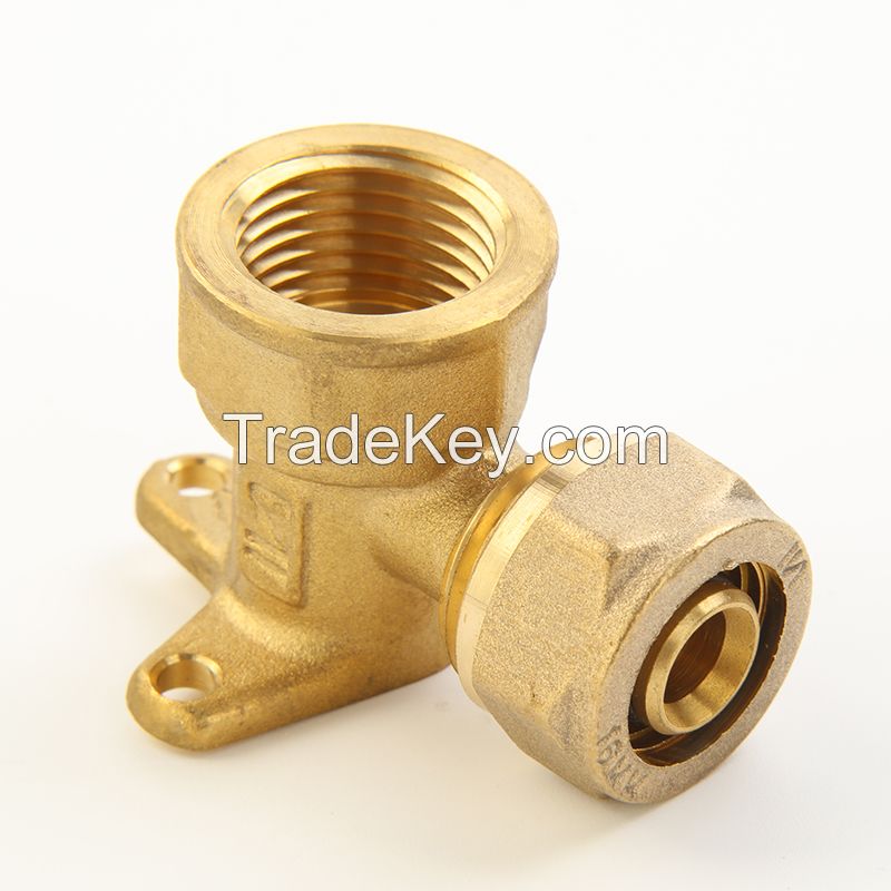 Brass Compression Fitting-90 Degree Elbow with Wall Plated