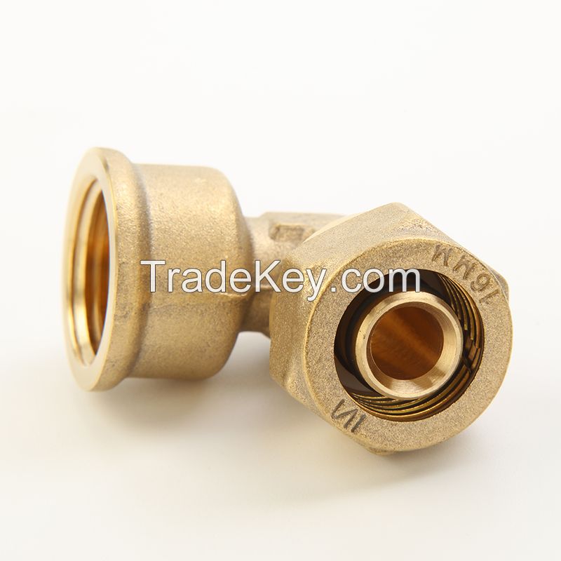 Brass Screw Fitting for Pex-Al-Pex Multilayer/Composite Pipes for European Market-Female Elbow