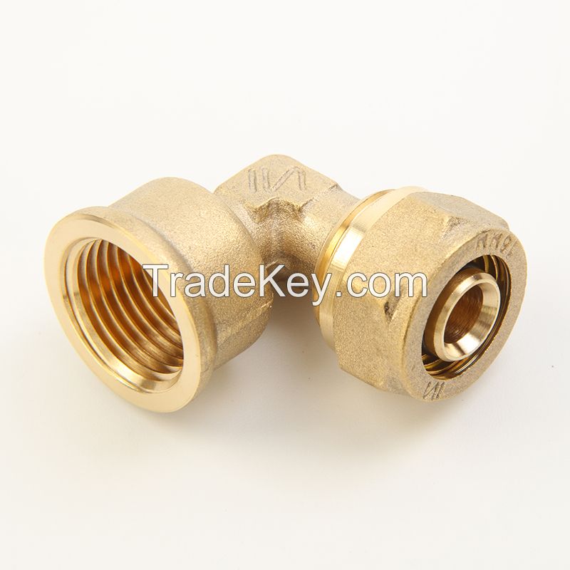 Brass Screw Fitting for Pex-Al-Pex Multilayer/Composite Pipes for European Market-Female Elbow