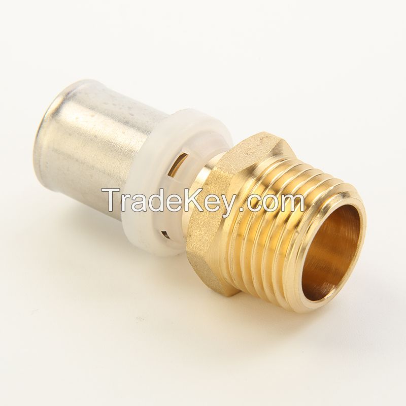 U type brass press fitting for multilayer pipe