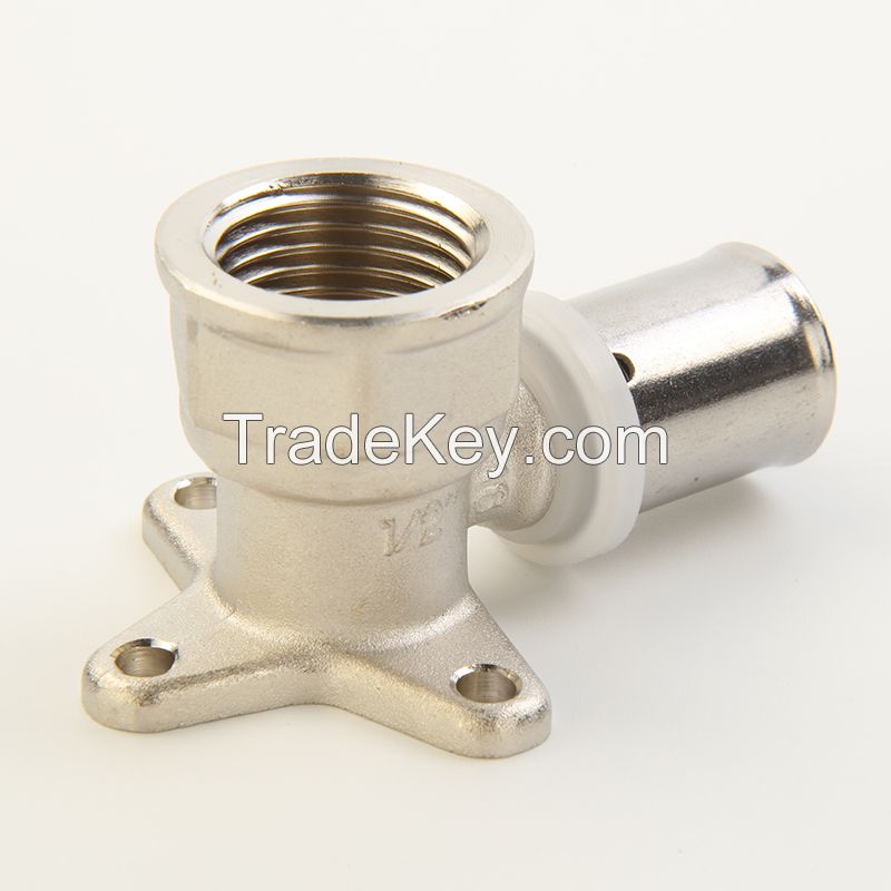 Wall Plated Elbow Brass Press Fittings for Pex Pipe