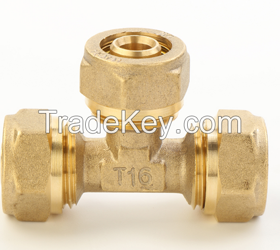 Compression Fittings /Brass fitting for Multilayer Pipes plumbing fitting- unequal tee