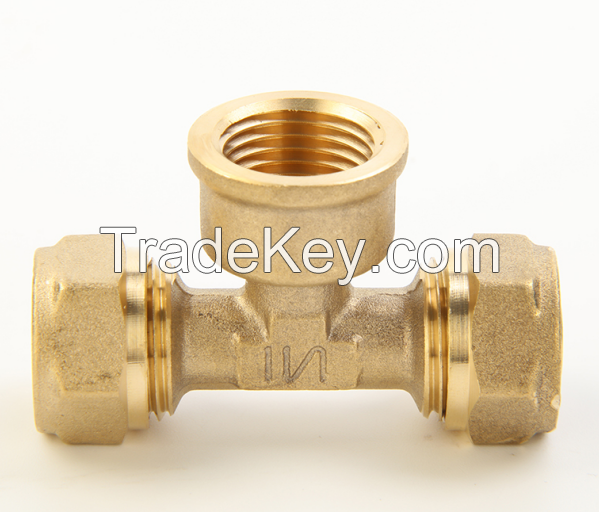 Compression Fittings /Brass fitting for Multilayer Pipes plumbing fitting- Female tee