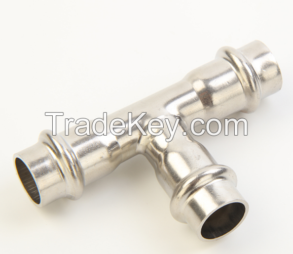 Press/Ring Press Stainless Steel fitting  SS304 /SS316 Type equal tee