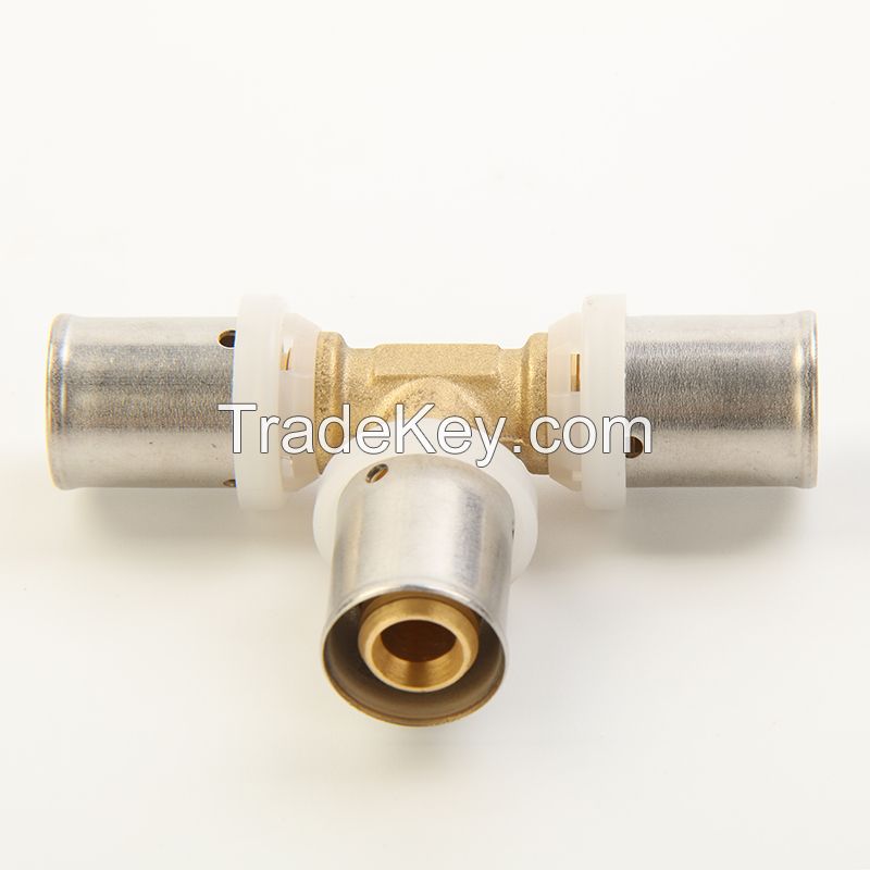 TH Profile Cw617 Brass Press Fitting Equal Tee with EPDM or Hbr High Quality O-Ring