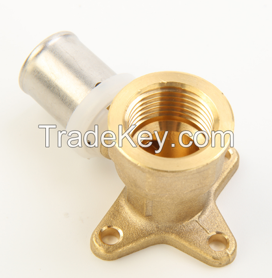 Press/Copper Brass Fittings-U,TH,H/Multijaw with Watermark/Acs/Aenor/Wras/Skz Certificate-Wallplated Elbow