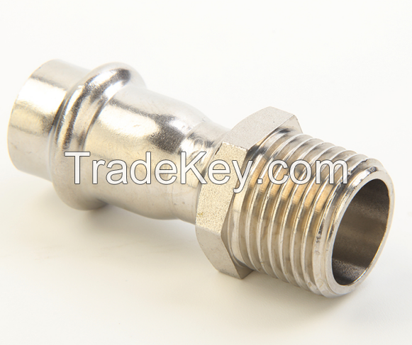 V Type Press SUS304/SUS316 Stainless Steel Fitting-Male Straight