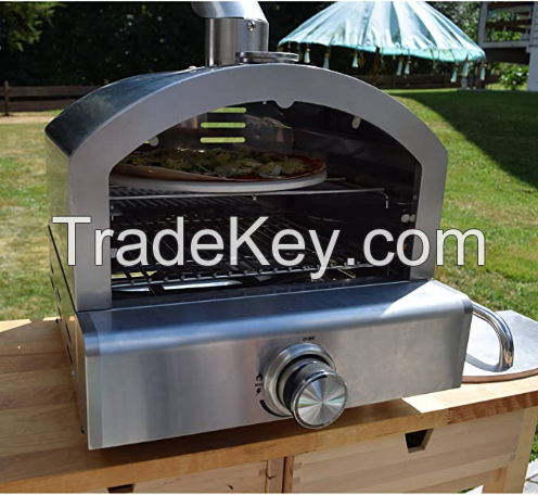 Factory wholesale stainless steel portable outdoor double-layer gas pizza oven BBQ grill 12inch  pizza oven