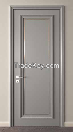 Perfetto custom swing sound-proofing interior room solid wood door with Aluminum alloy decoration
