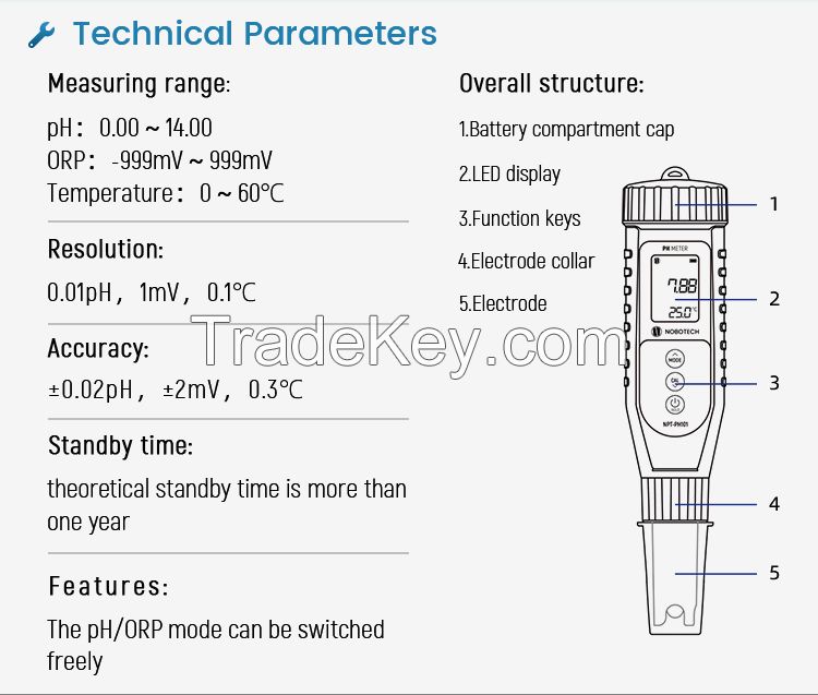 Water quality testing pen type NPT-PH106 Pen-type pH meter