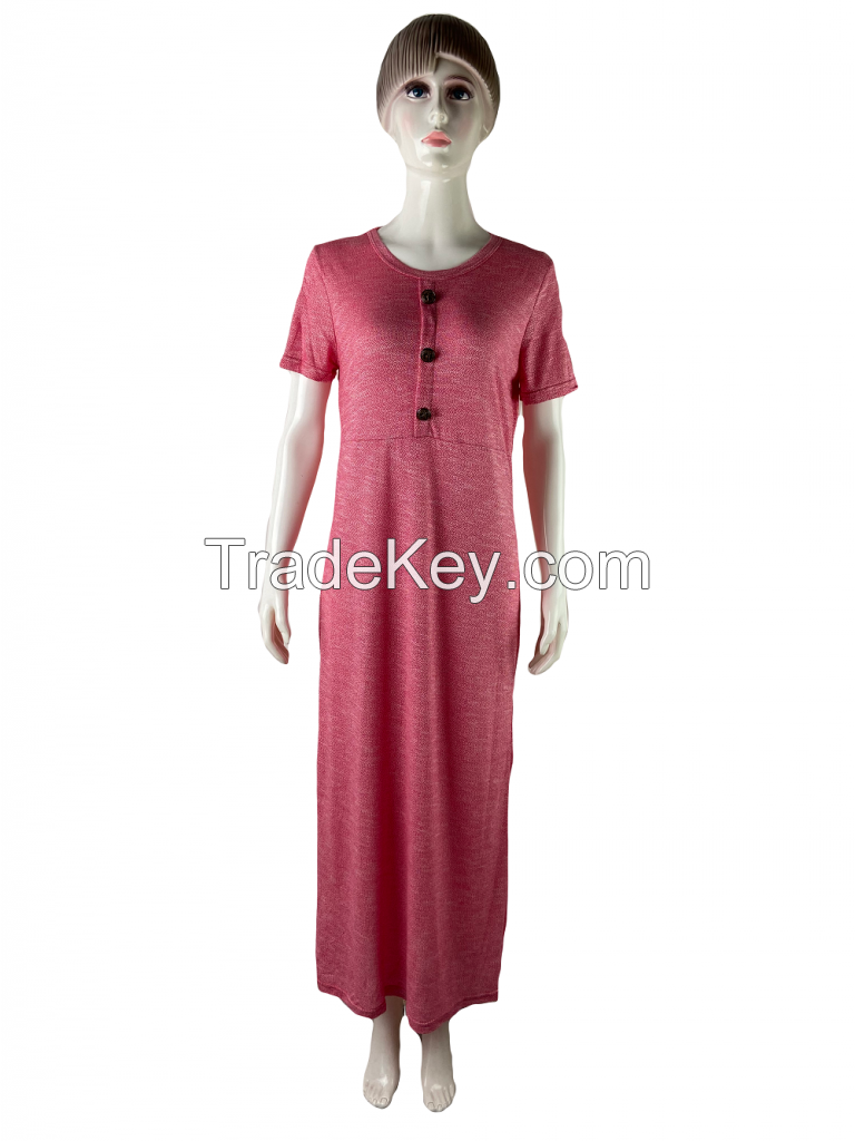 Women's Short Sleeve Long Dress Loose Stretchy Casual Summer