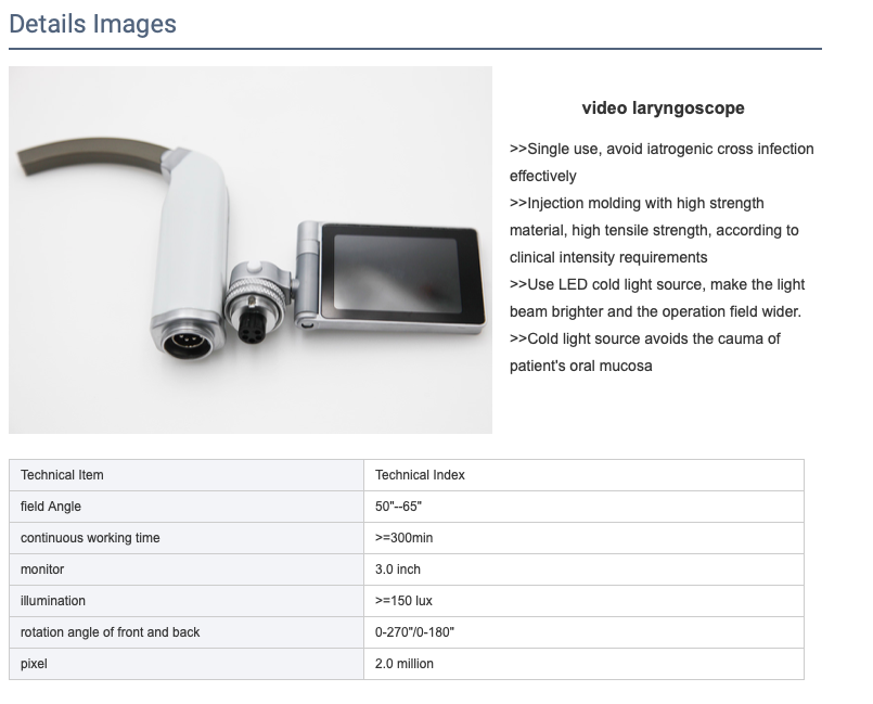 Portable endoscope camera Surgical Flexible vedio laryngoscope