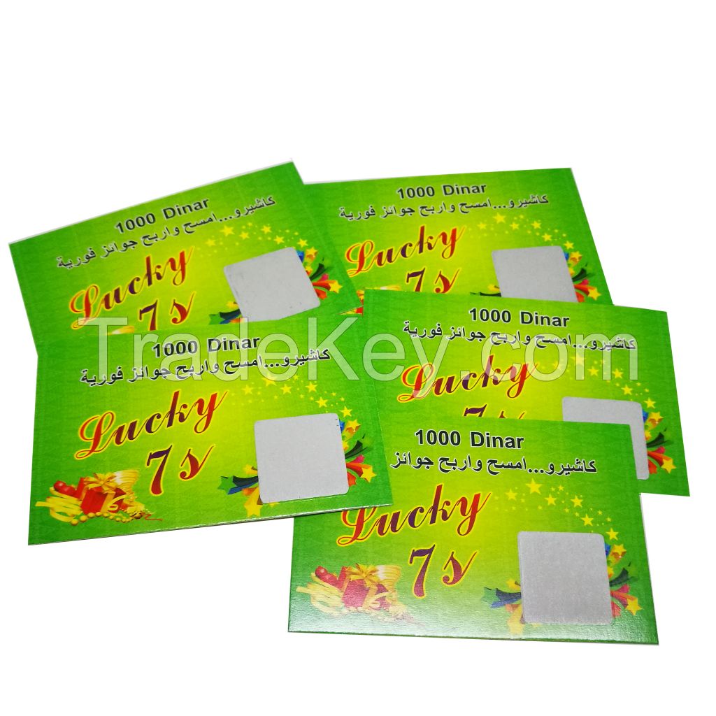 Custom security scratch off paper card with serial number