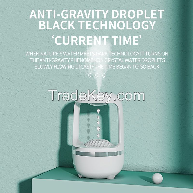 Desk Ultrasonic Air Humidifier Mini USB Smart Anti-Gravity Water Drop Humidifier with LED Light