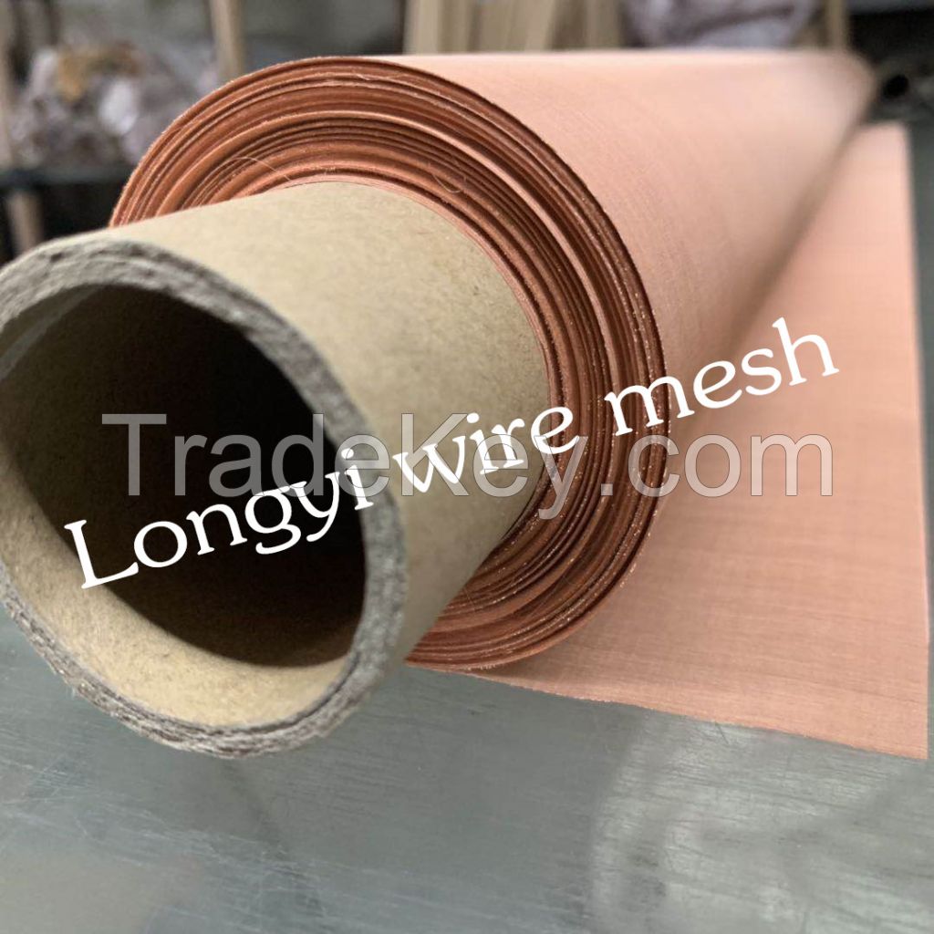 99.9% pure red copper wire mesh for emi emf shielding mesh fabric
