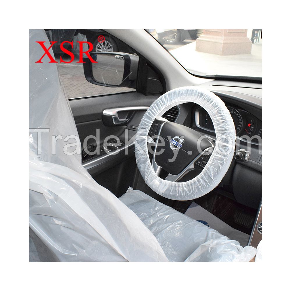 Disposable car seat cover set 5 in 1 steering wheel/handbrake/foot mat