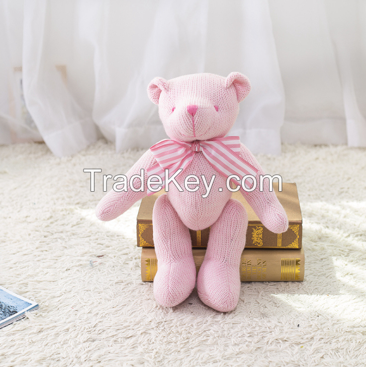 2020 custom design cute knitted toys wholesale custom big eyes bear to