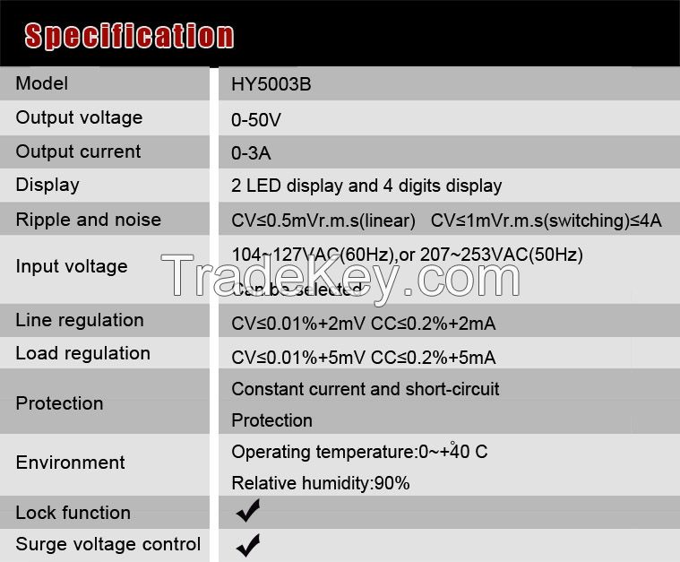 Switching DC Power Supply 50V 3A