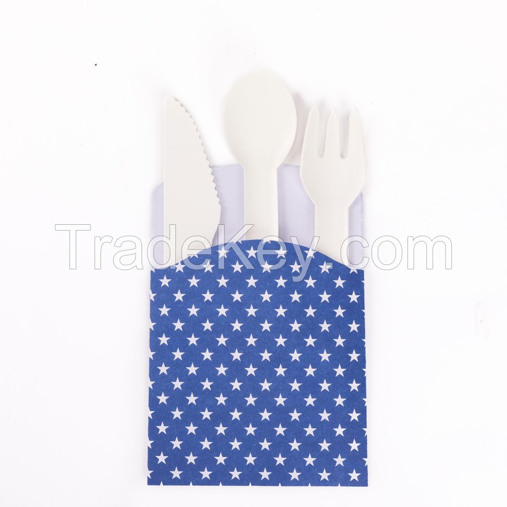 Compostable Eco-friendly Cardboard Paper Cutlery spoon fork knife 2000pcs/carton 