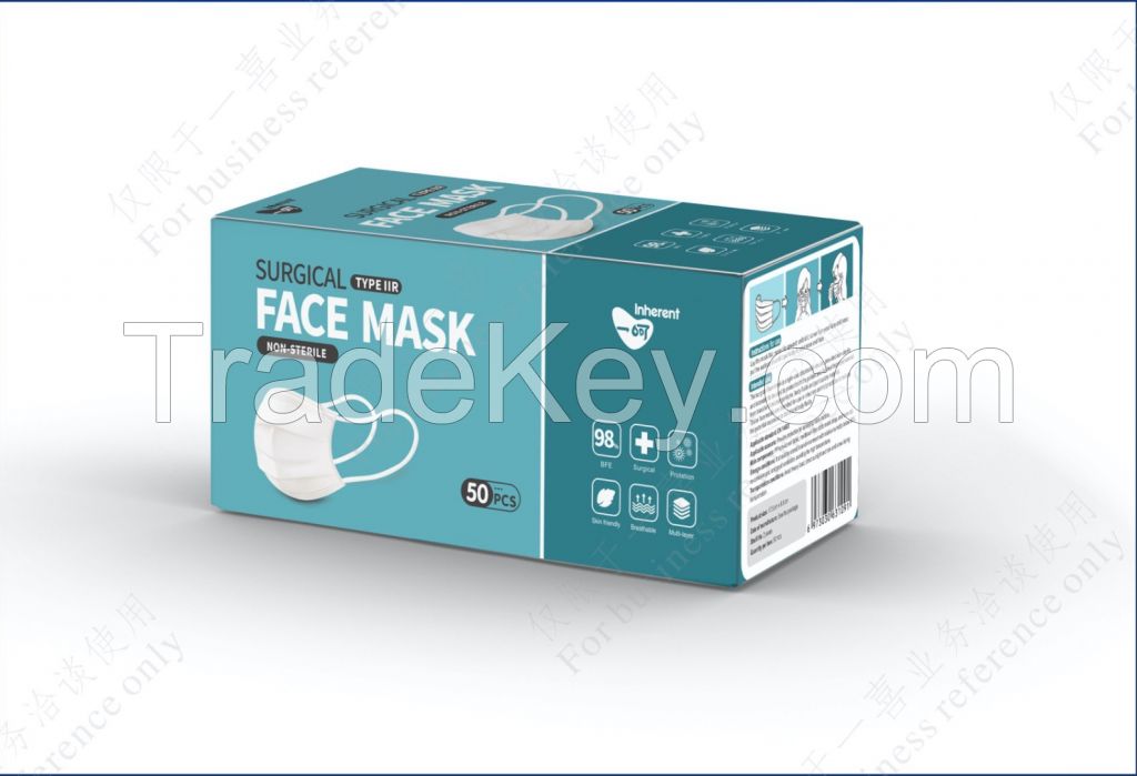 3-Ply EN14683 Type IIR Surgical Mask, ASTM level 3