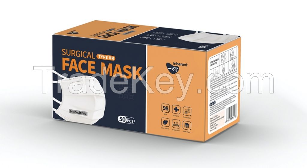 Tie on 3-Ply EN14683 Type IIR mask, ASTM Level 3