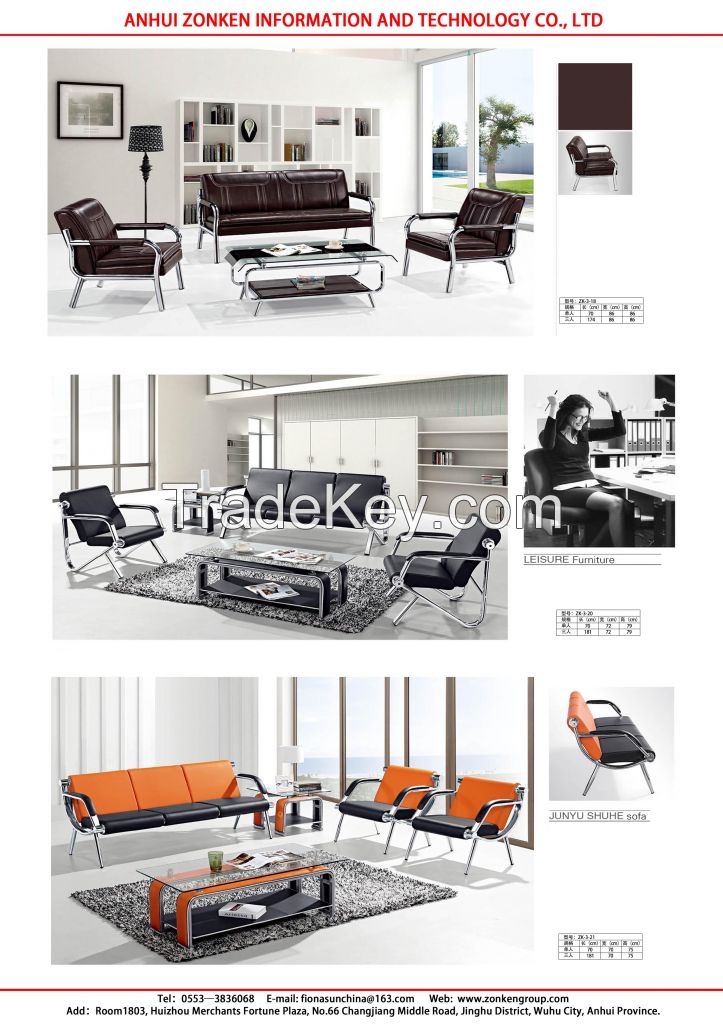 Hot sale Modern Foshan Leather 1+1+3 Genenie Italian Leather Office Sofa Set