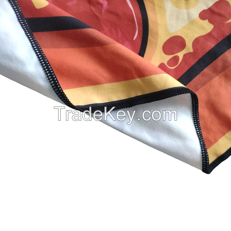 pizza customize Microfiber Printed Beach Towel With mesh Bag With Personalized Microfiber Sports Gym Towels