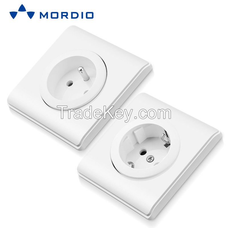 K600 Newest European Electric Wall Light 86*86/116mm 16A 2P+T Socket with 1 2 gang Button Switch 250V