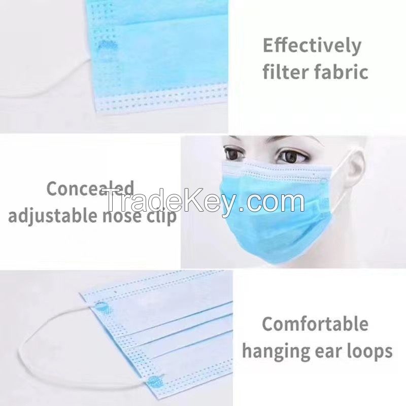 3 Ply Disposable Non-Woven Waterproof Face Mask