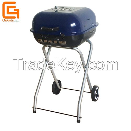 Easily Assembled Square Hamburger Grill Foldable Trolley Bbq Oven