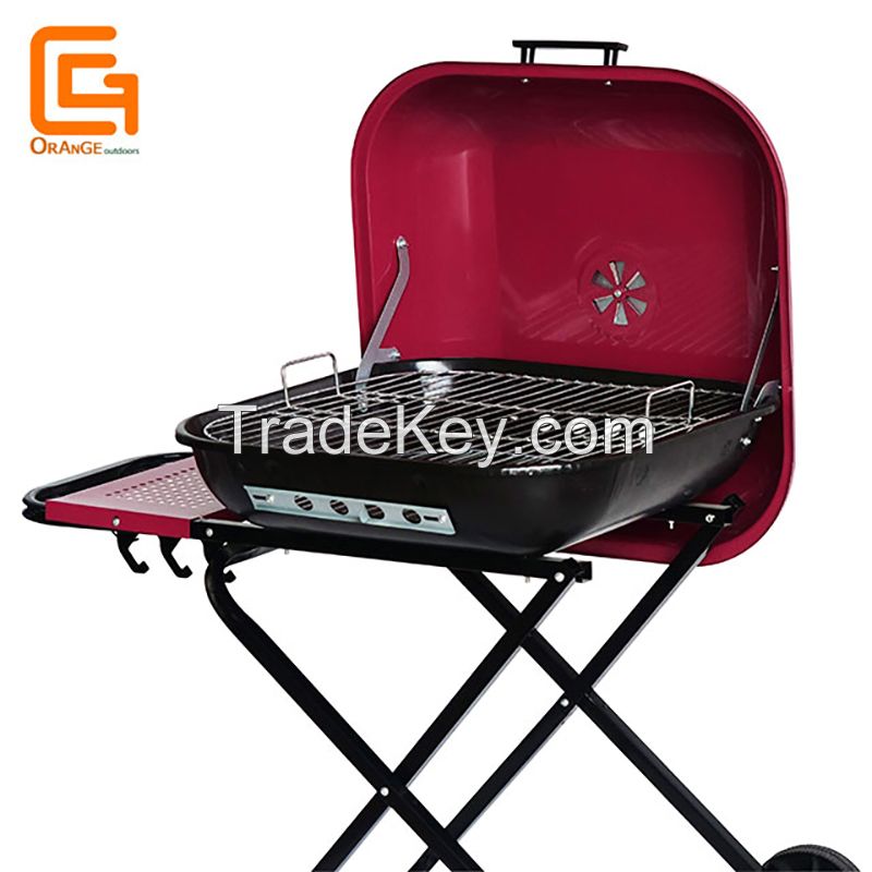 Portable Wheeled Charcoal Steel Grill BBQ Outdoor Picnic Grilling