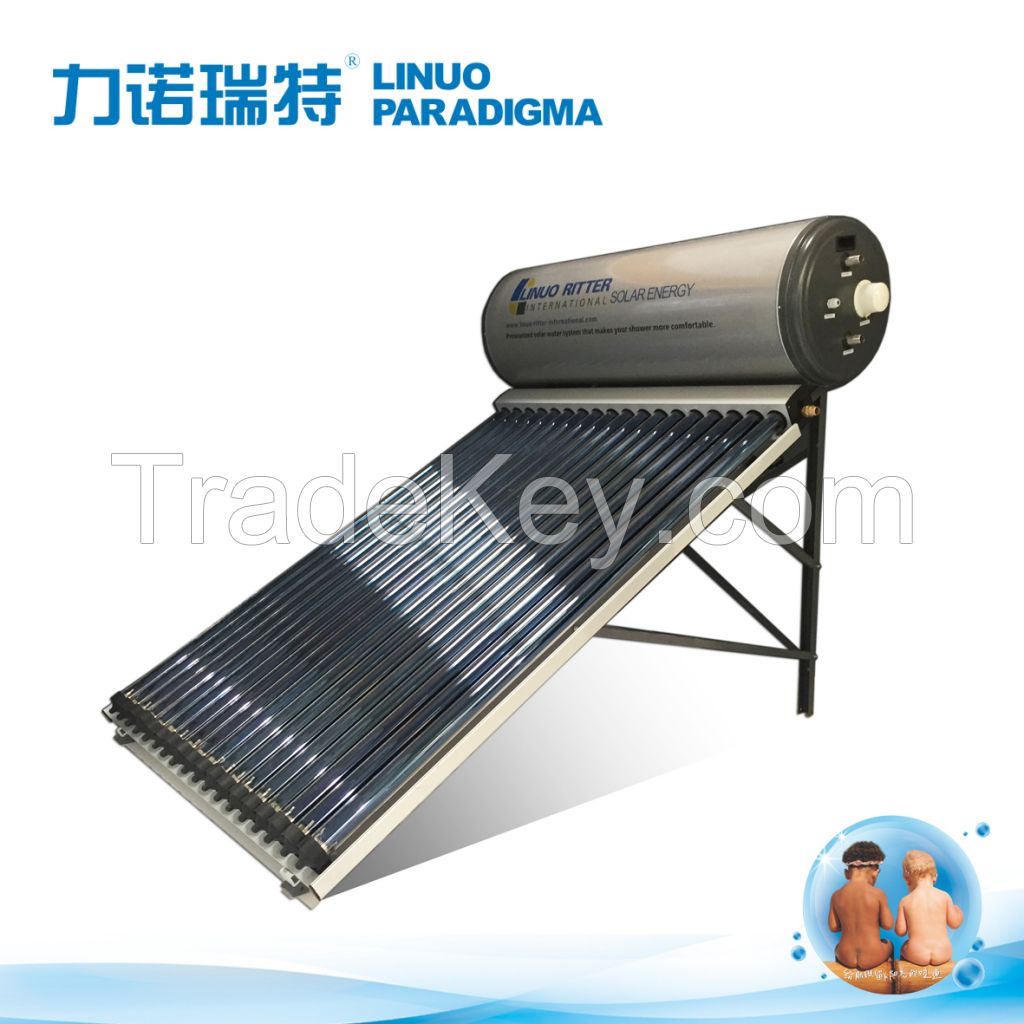 Split-pressurized solar water heater with heat pipes