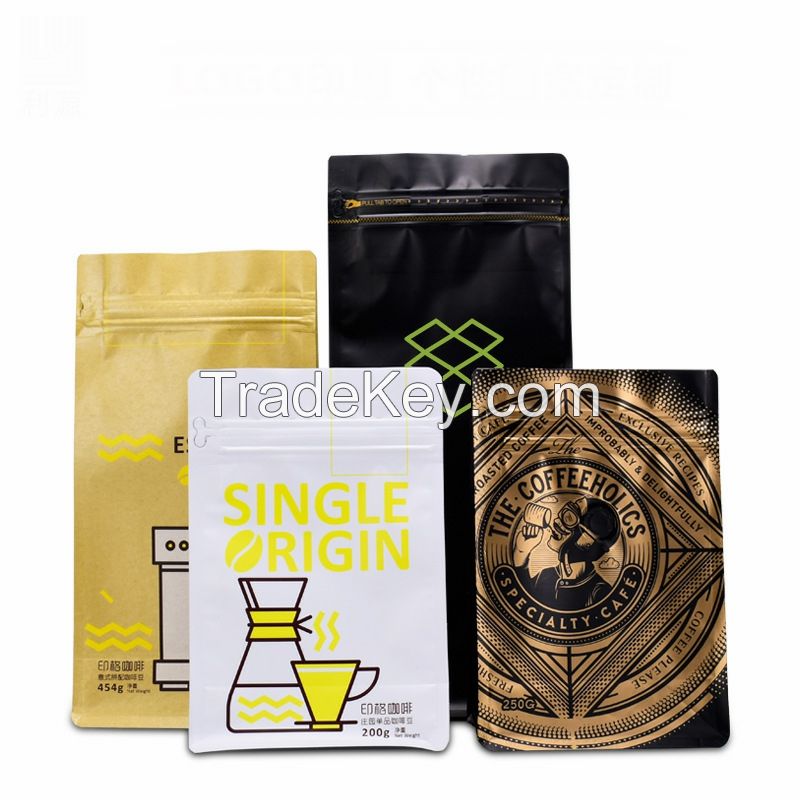 China 250g Matt Finish Black Ziplock Roasted Coffee Bag Pouches flexible packaging