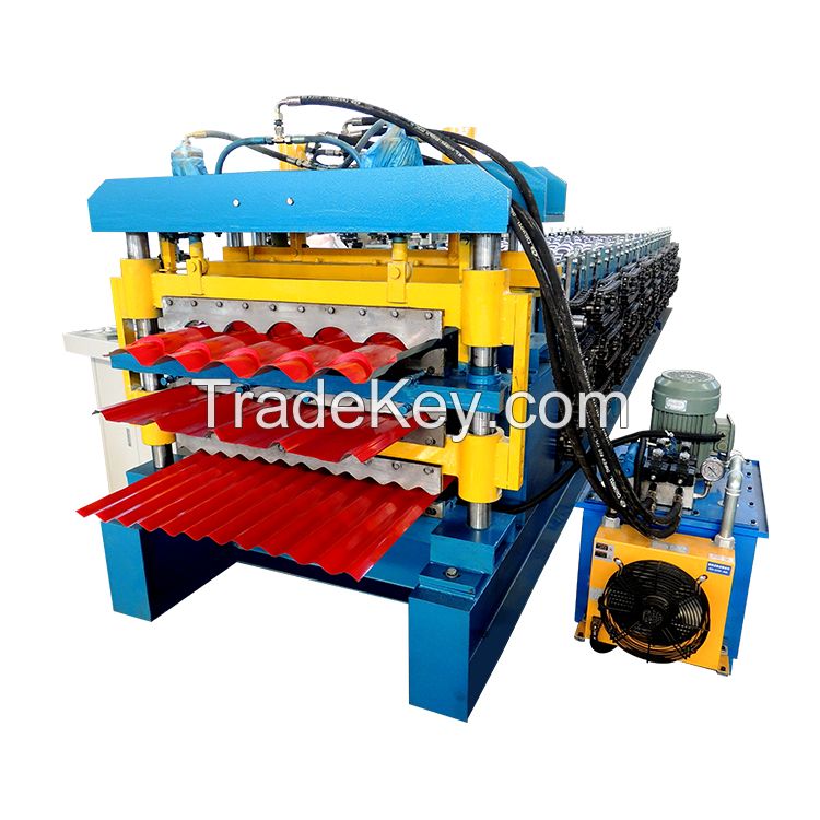 Three layer Galvanized/Aluminum Roof Sheet Glazed Tile Roll Forming Machine
