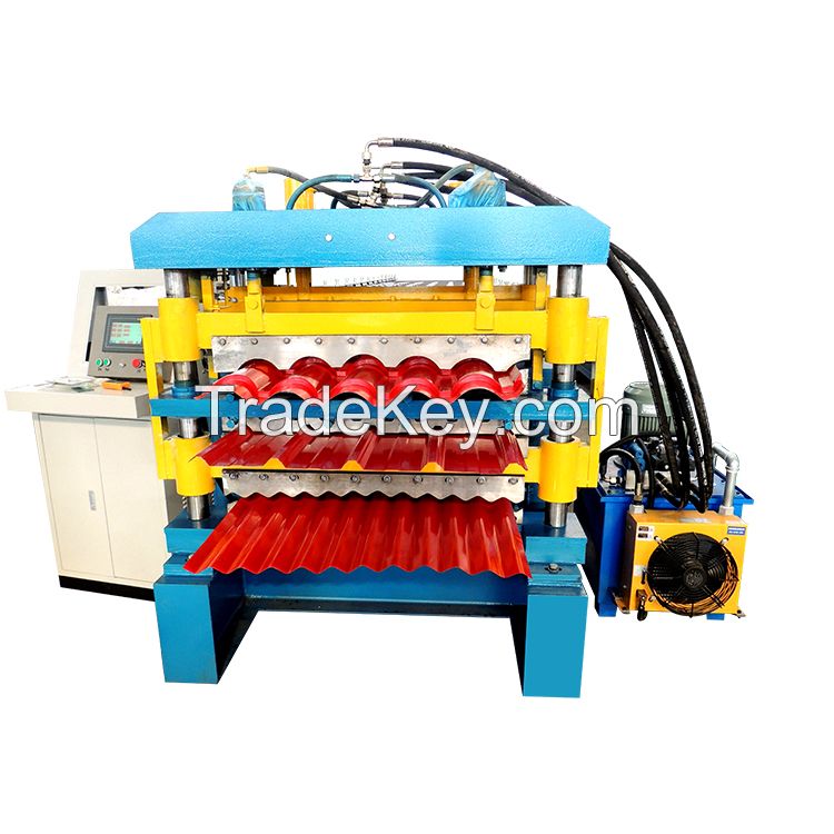 Three layer Galvanized/Aluminum Roof Sheet Glazed Tile Roll Forming Machine