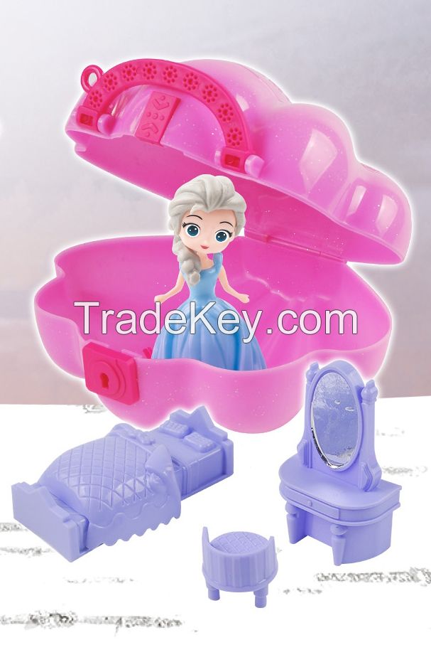 Frozen 2 portable Elsas bedroom playset toy shell shaped toy