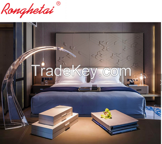 Ronghetai 5 star luxury Moderno Hotel furniture suite custom made metal fabric hotel bedroom set TF1004