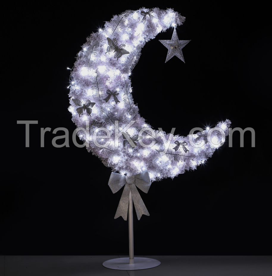 Eid Mubarak Moon Tree Decoration Islam Ramadan Decorations (White 6 feet)