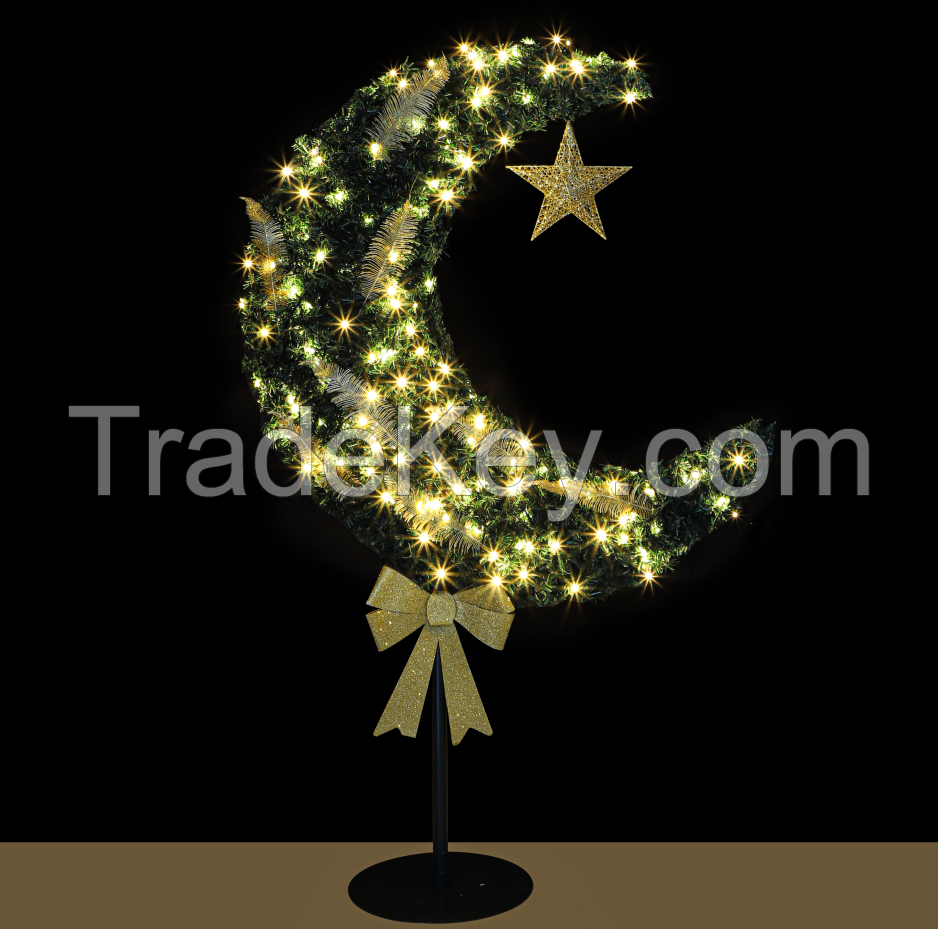 Decorative Moon-Star Tree Eid for Party Wedding Living Room Decor (Green 6 Feet)