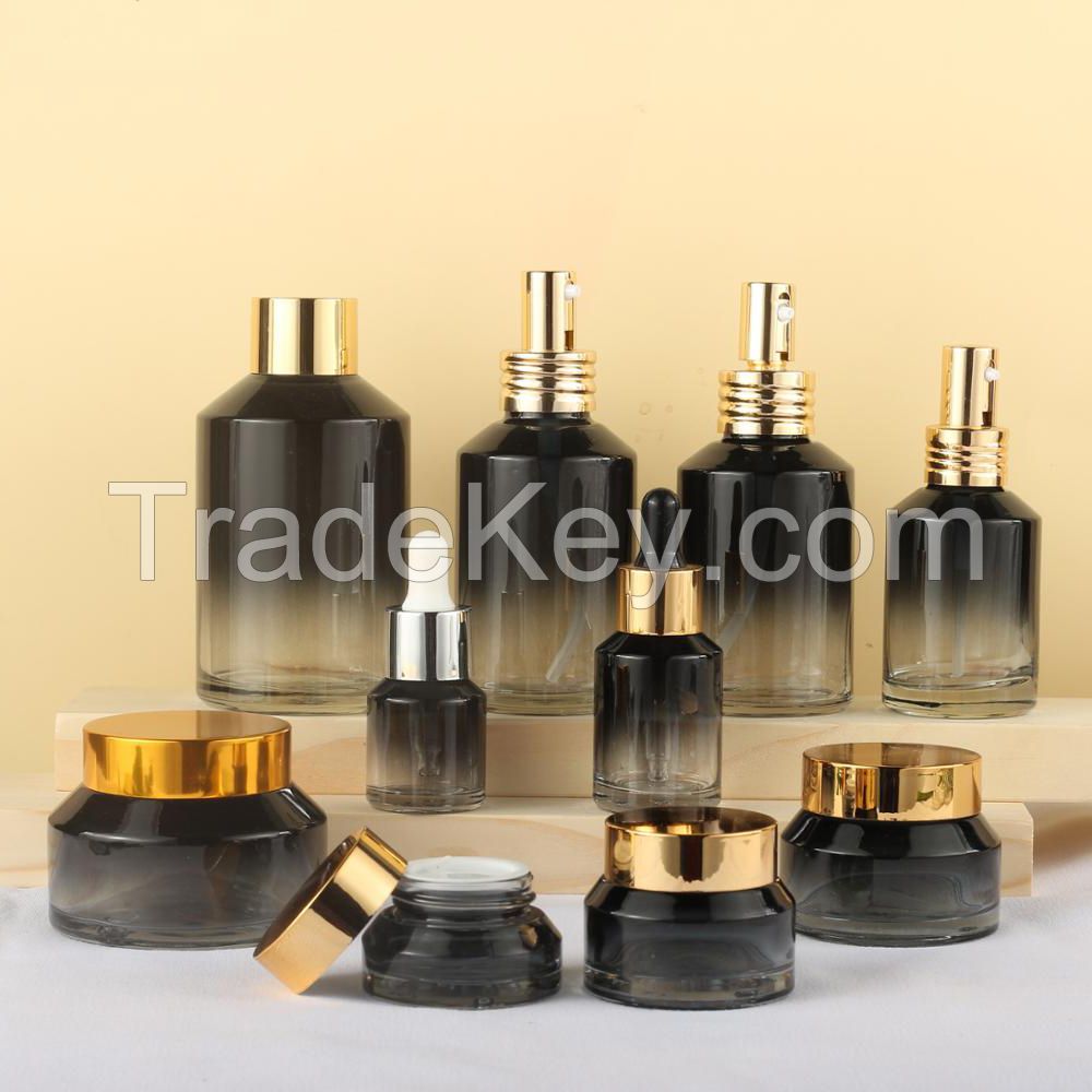 Latest New Design Round Square Perfume Glass Bottle Cosmetic Set with