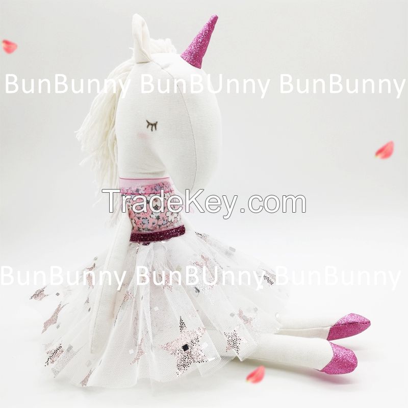 Ballet Unicorn Colth Toys Handmade Cotton Unicorn Stuffed soft toys Cotton Rag doll